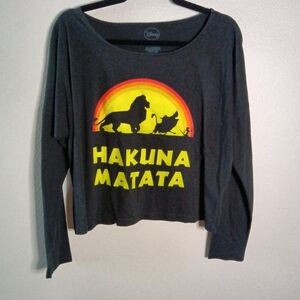 🦋 Disney Hakuna Matata Long Sleeve Crop Top Black Size S